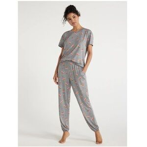 Women's Short Sleeve T-Shirt and Jogger Pants Sleep Set, 2-Piece,